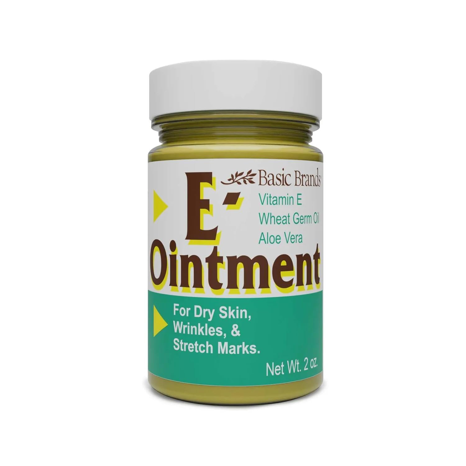 Basic Organics Vitamin E Ointment bottle 2oz for moisture-boosted skin care.
