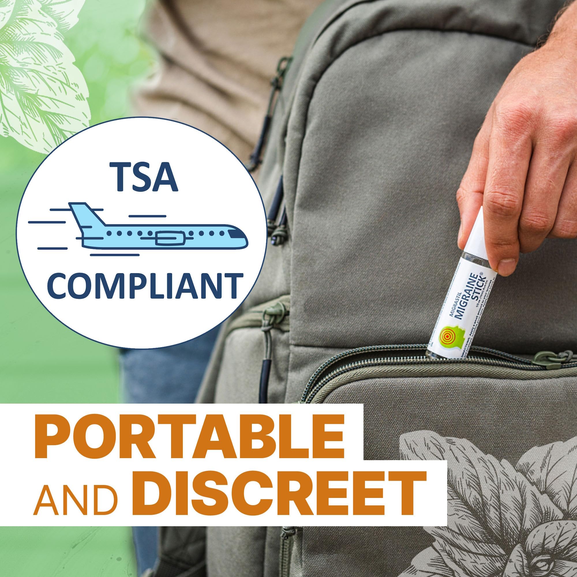 Compact, TSA-friendly migraine relief stick for travel