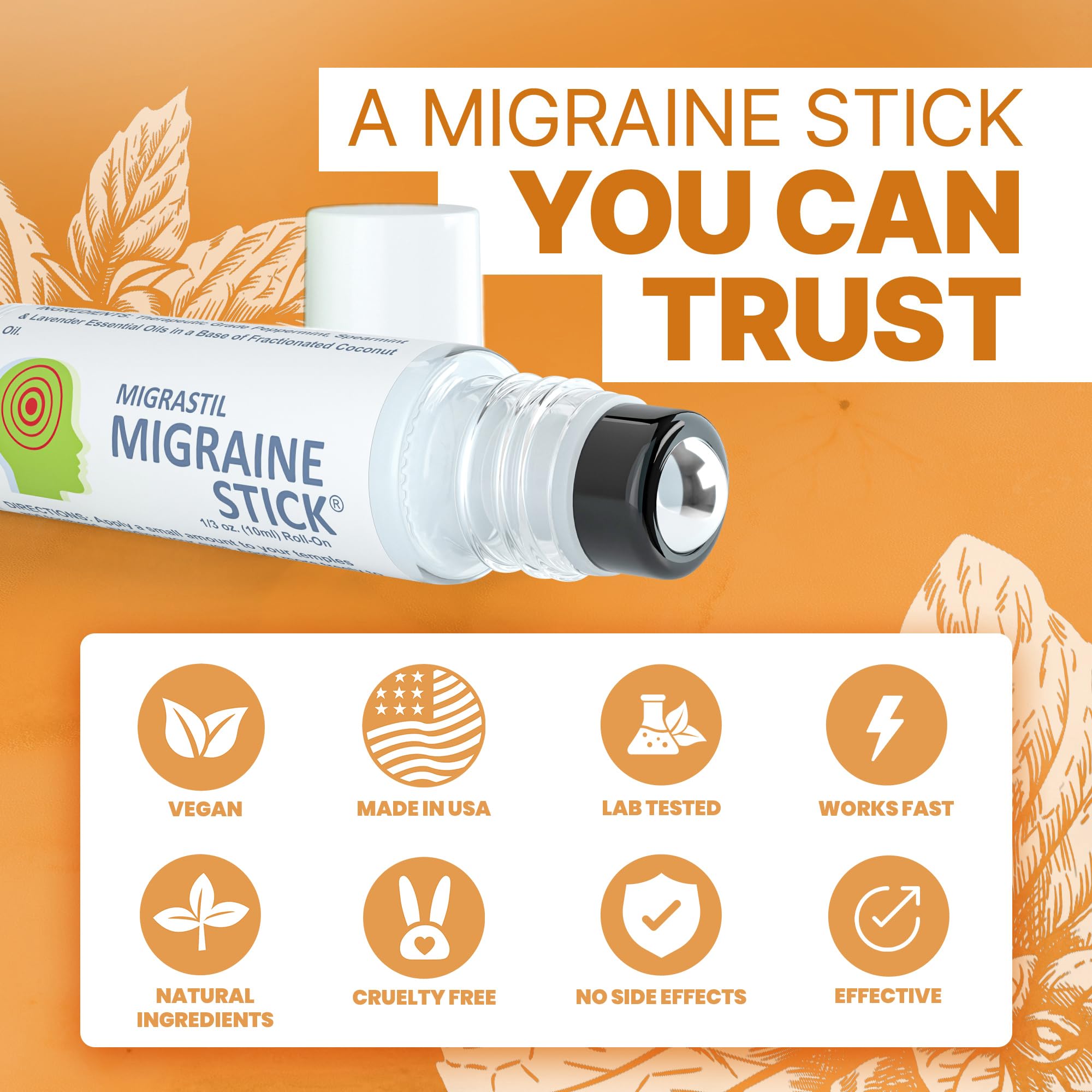 Made in USA label and plant-based Migraine Stick formula