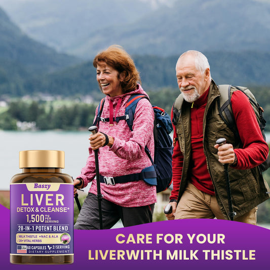Close-up of Baszy liver support capsules