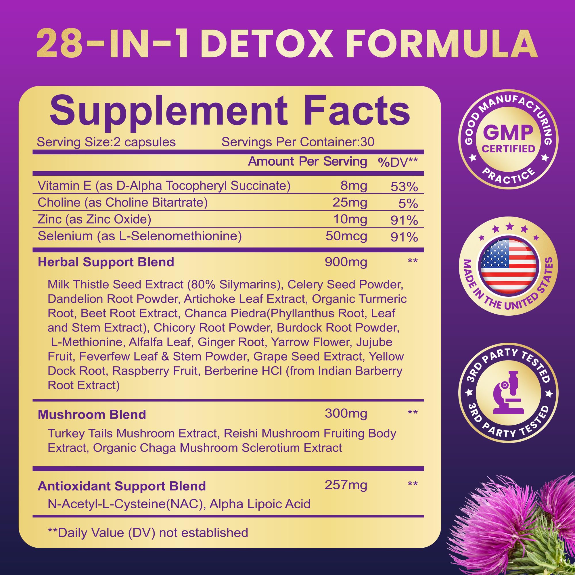 Milk Thistle, Dandelion Root, Artichoke Extract ingredients