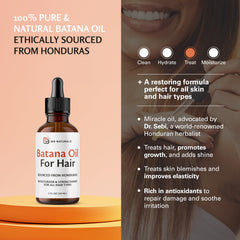 Unrefined cold-pressed Batana oil in glass bottle