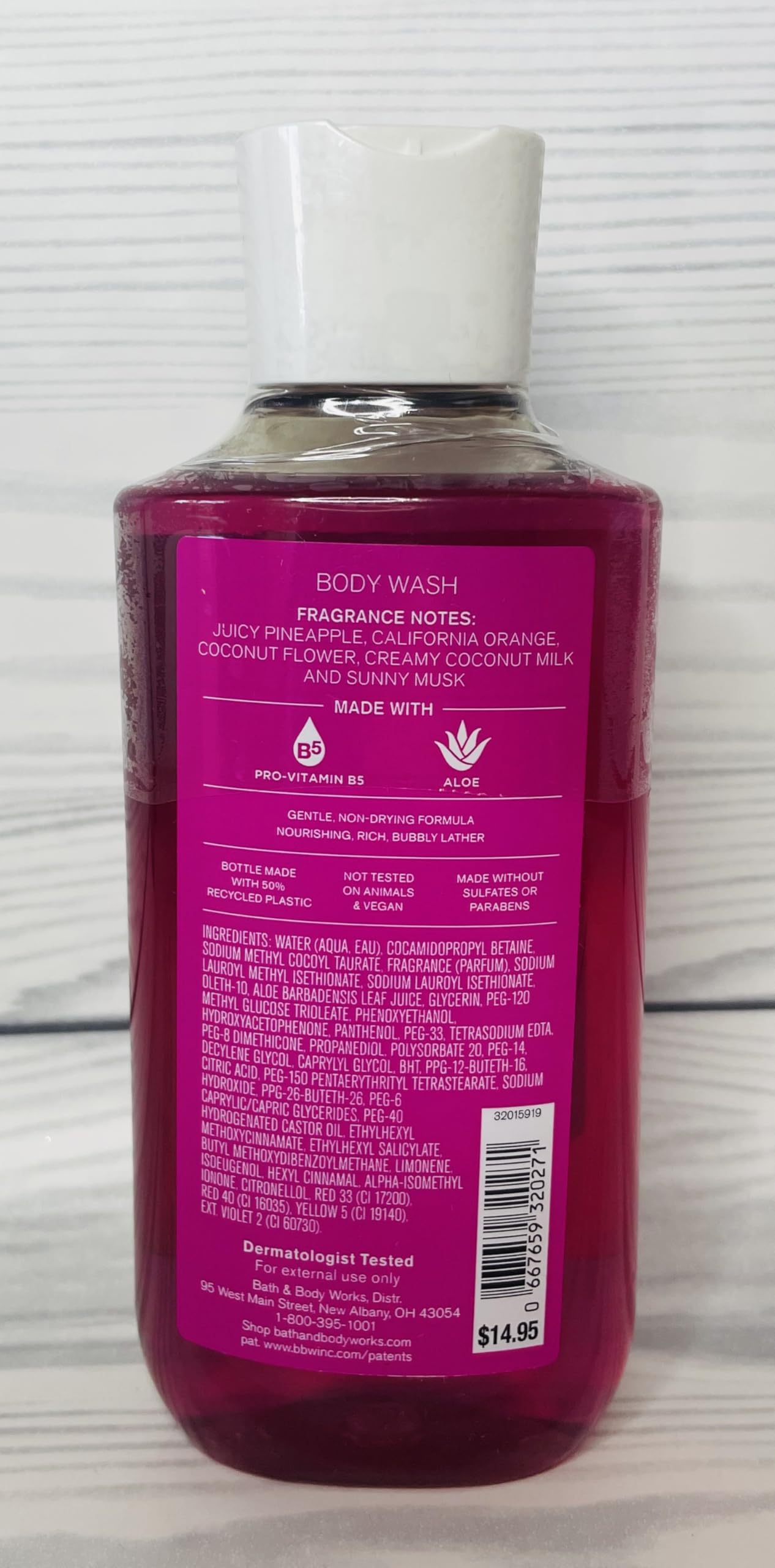 Malibu Heat fragrance notes close-up highlighting pineapple and coconut blend for a tropical mood