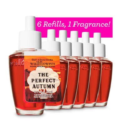 Bath and Body Works Perfect Autumn Wallflowers Fragrance Refill Bulbs 6-Pack with Frosted Cranberry and Sweet Cinnamon Pumpkin scent notes