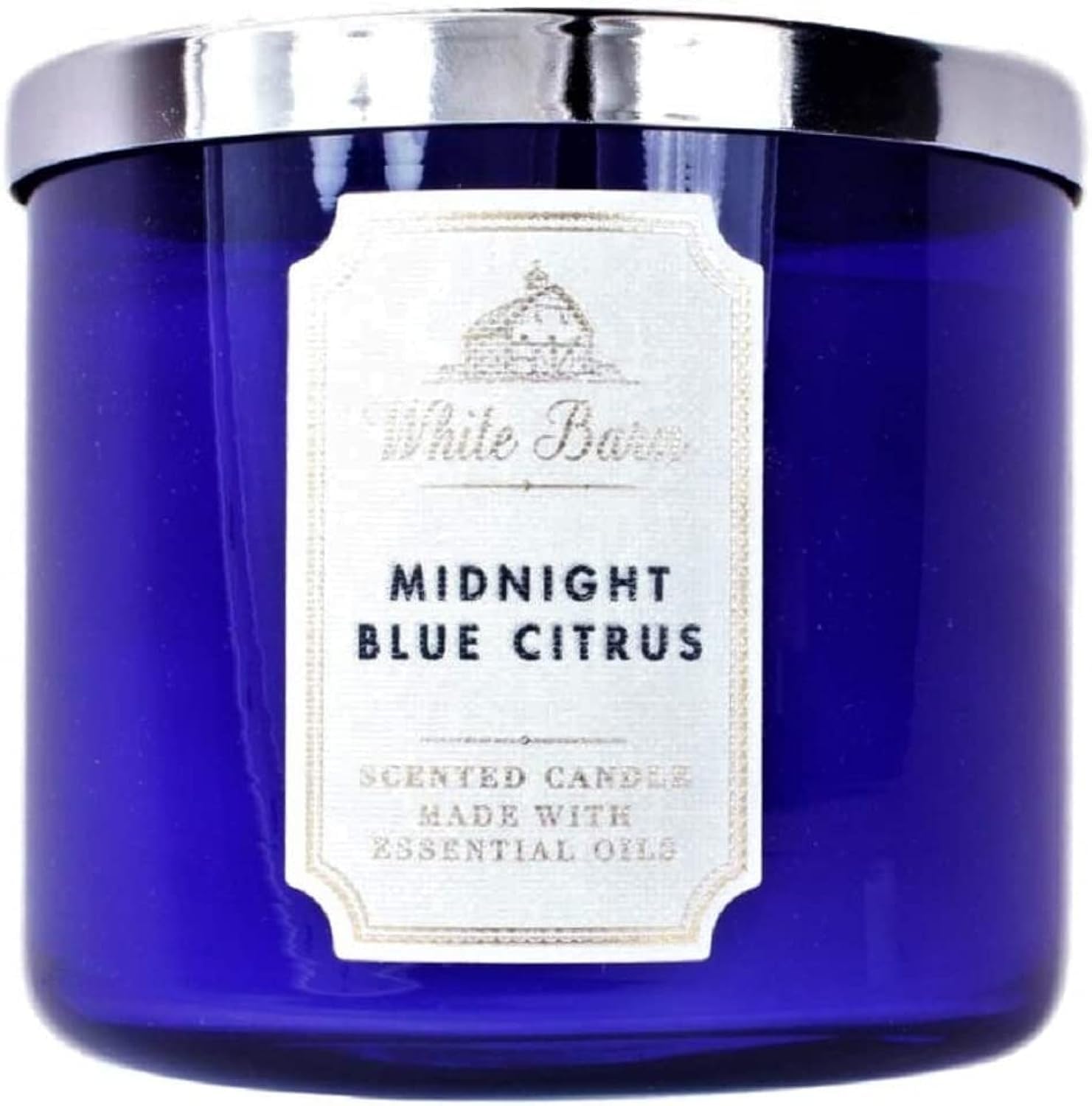 Bath & Body Works White Barn 3-Wick Candle Midnight Blue Citrus, 14.5 oz with essential oils