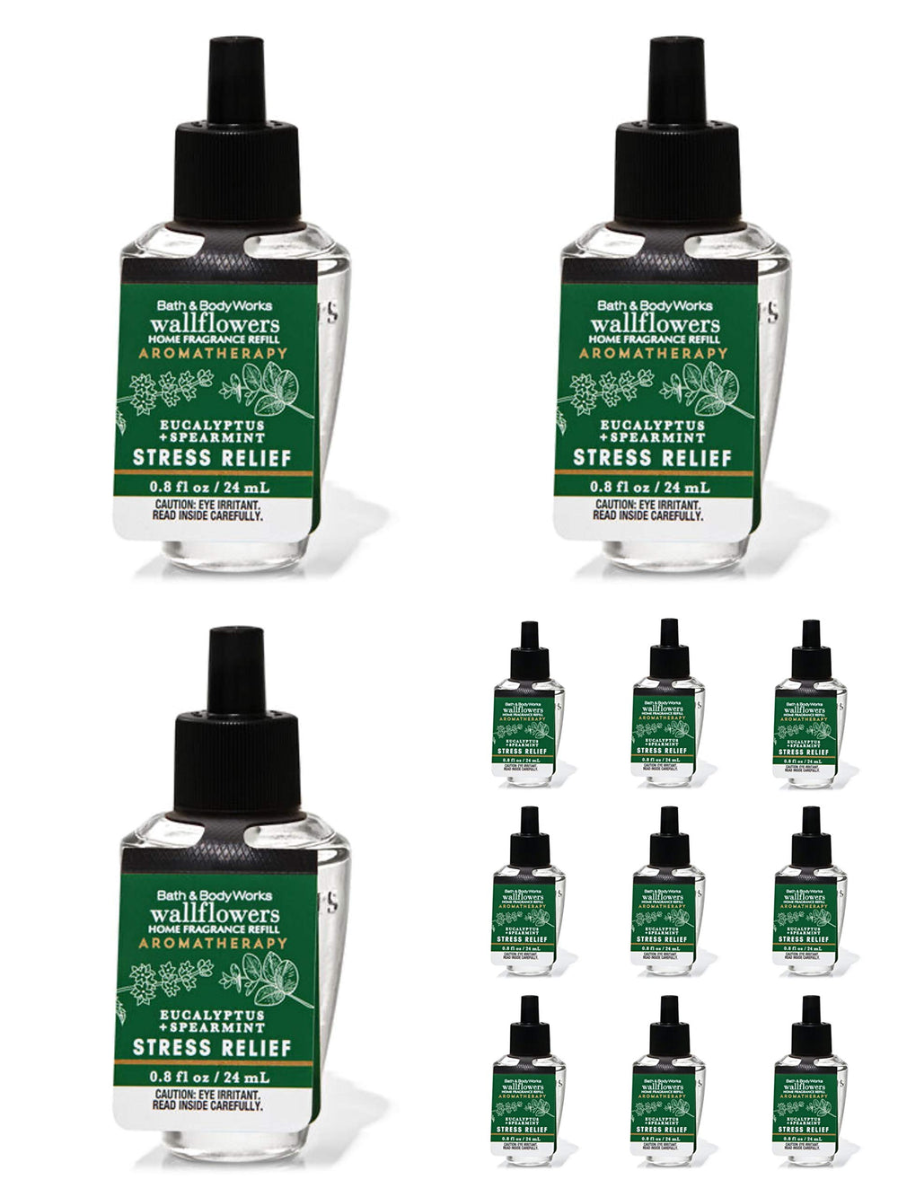 Bath & Body Works Eucalyptus Spearmint Wallflowers Aromatherapy Refills 12 Bulbs - packaging