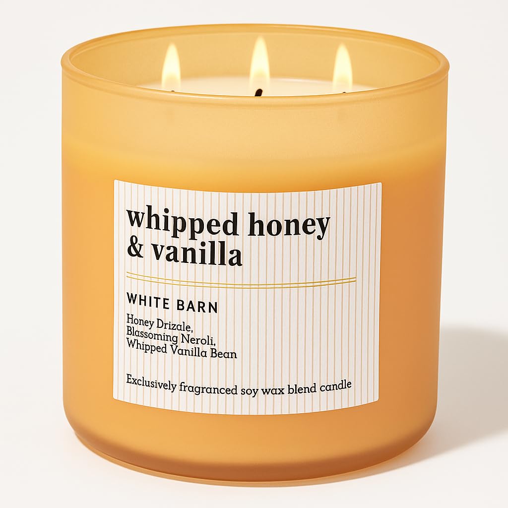 Whipped Honey & Vanilla 3-Wick Candle in glass jar - 14.5 oz
