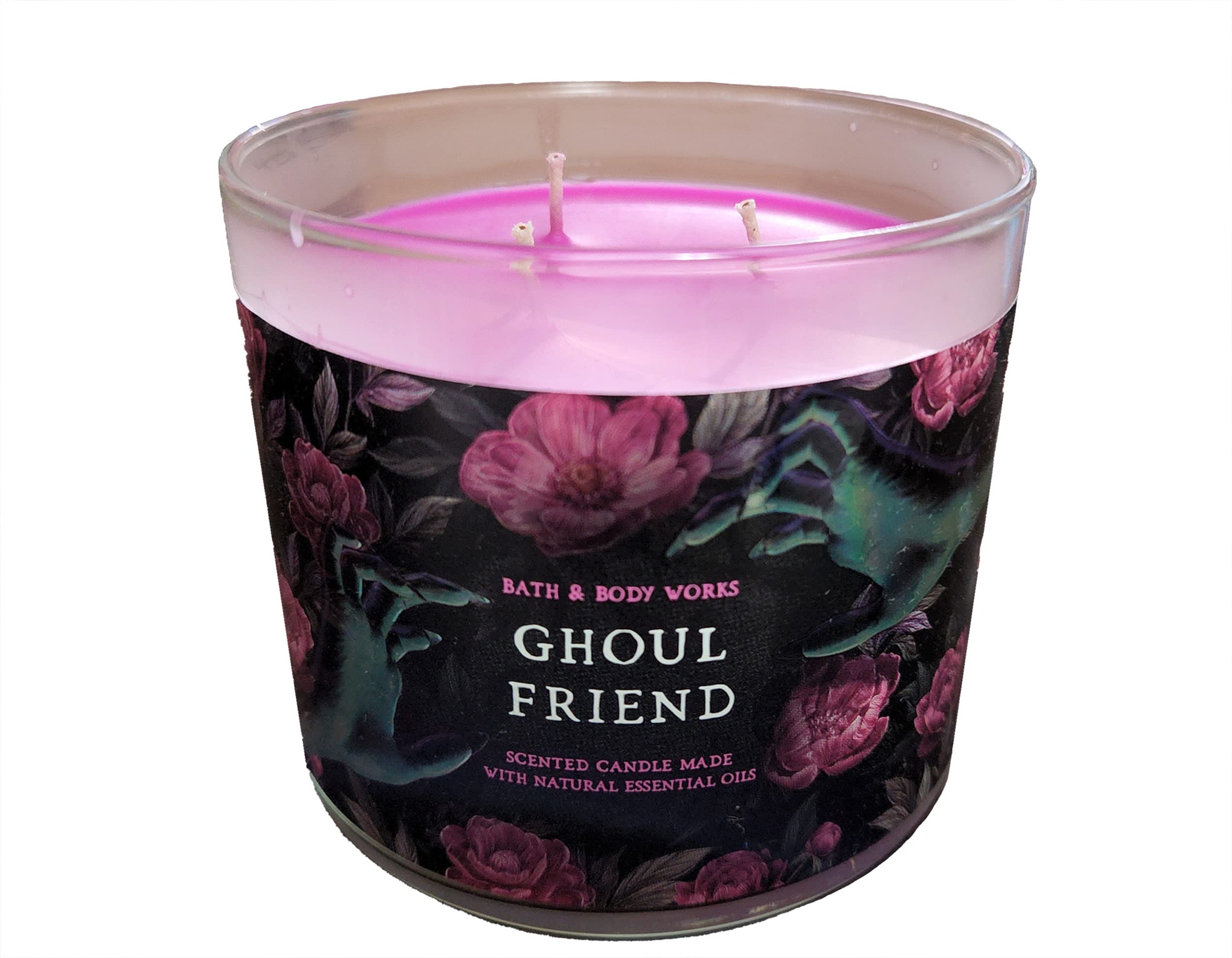 Front view of Bath & Body Works White Barn 3-Wick Candle with Essential Oils, 14.5 oz, Ghoul Friend