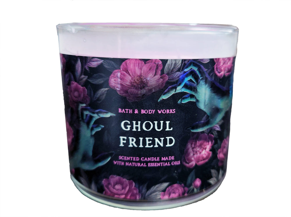 Ghoul Friend candle on Halloween-themed setup, White Barn collection