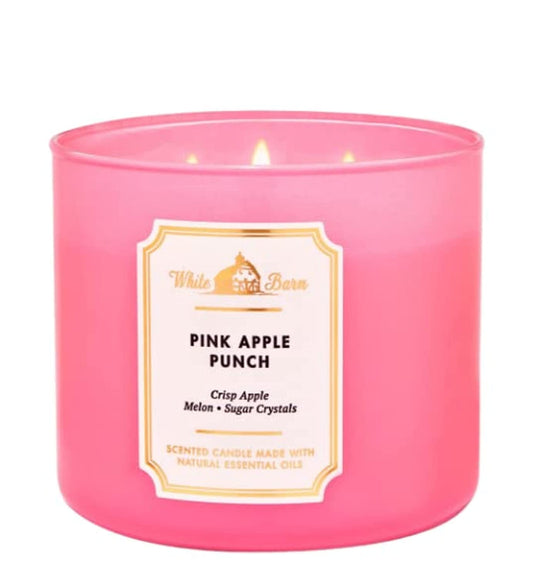 Vela Bath & Body Works White Barn 3-wick Pink Apple Punch para sala con aroma intenso