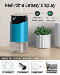 Blue battery-powered diffuser with 2000mAh battery
