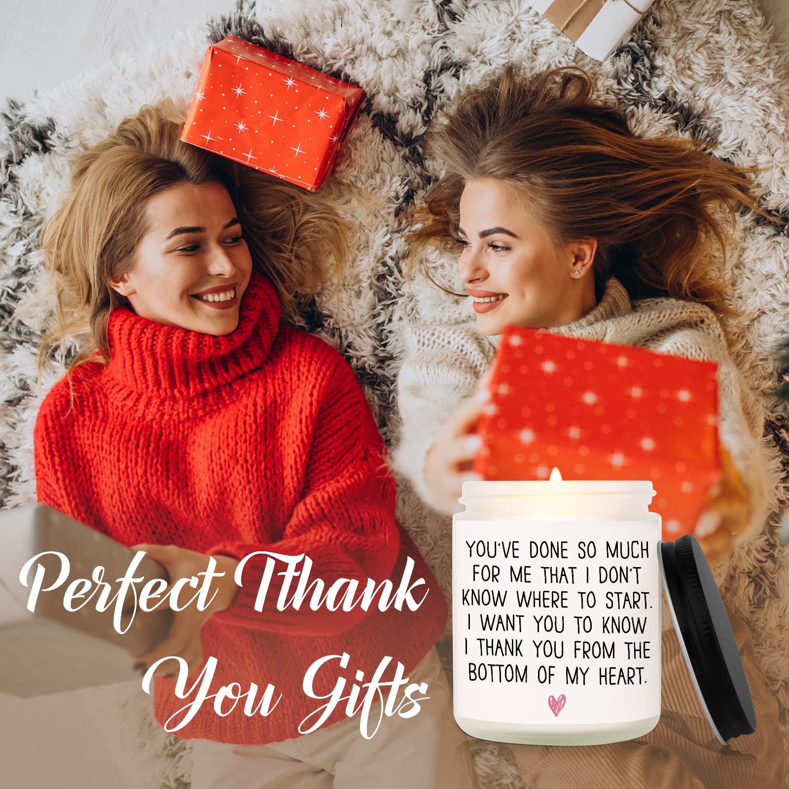 Gift-ready BaubleDazz Thank You Candle packaging with lavender aroma