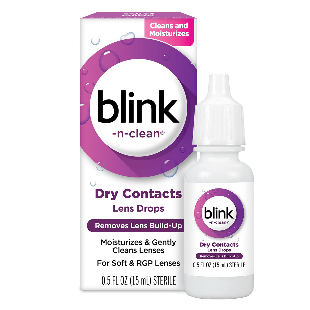 Bausch + Lomb Blink N Clean Dry Contacts lens drops bottle 0.5 fl oz