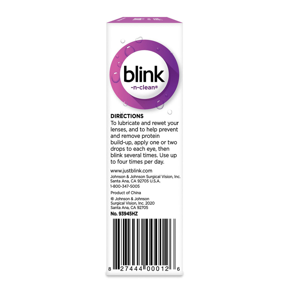 Close-up of Blink N Clean lens drops being dispensed