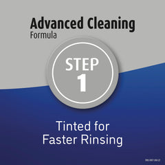 Close-up of conditioning solution bottle label on travel pack