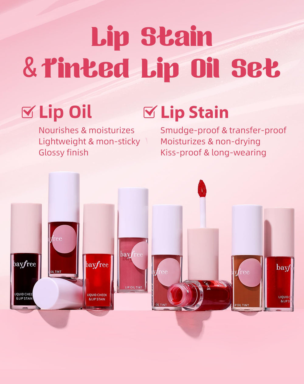 Bayfree Lip Stain application swatch showing natural tint.
