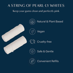 Close-up of dental floss ingredients: jojoba oil and peppermint infusion
