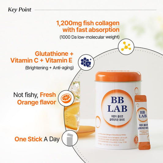 BB LAB Collagen Glutathione White orange-flavored stick packaging