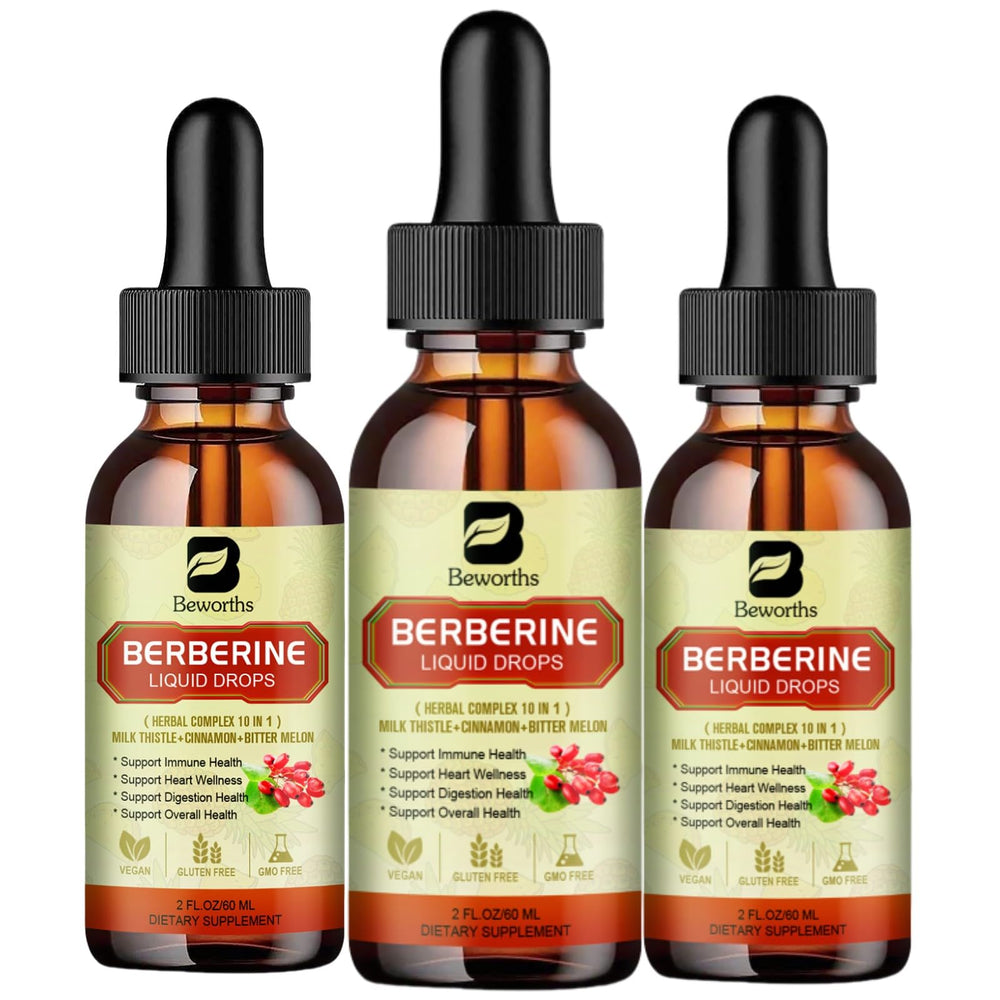 B BEWORTHS Berberine Drops bottle showing a natural digestive support formula.