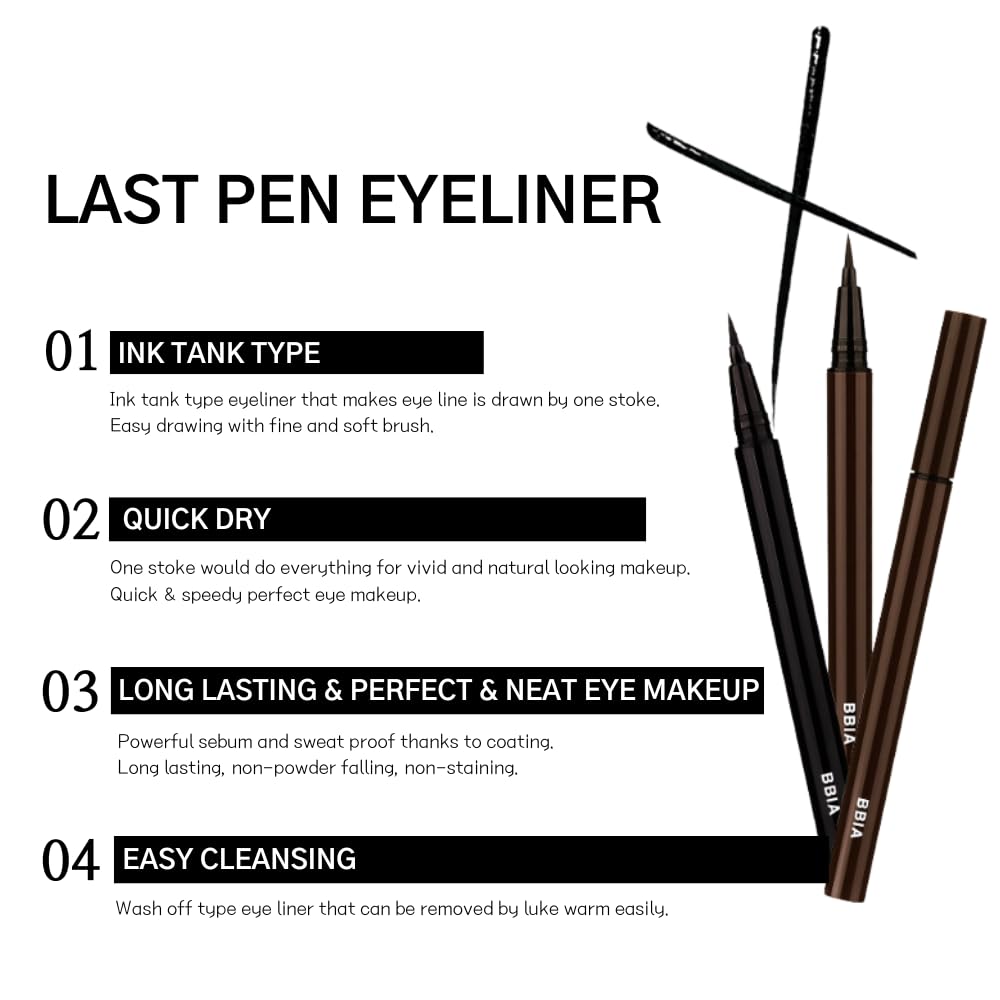 BBIA Last Pen Eyeliner long-lasting coating resists sweat and oil.