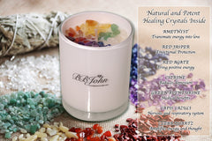 BBJohn Chakra Crystal Candle soy wax and lead-free wick for a clean burn.