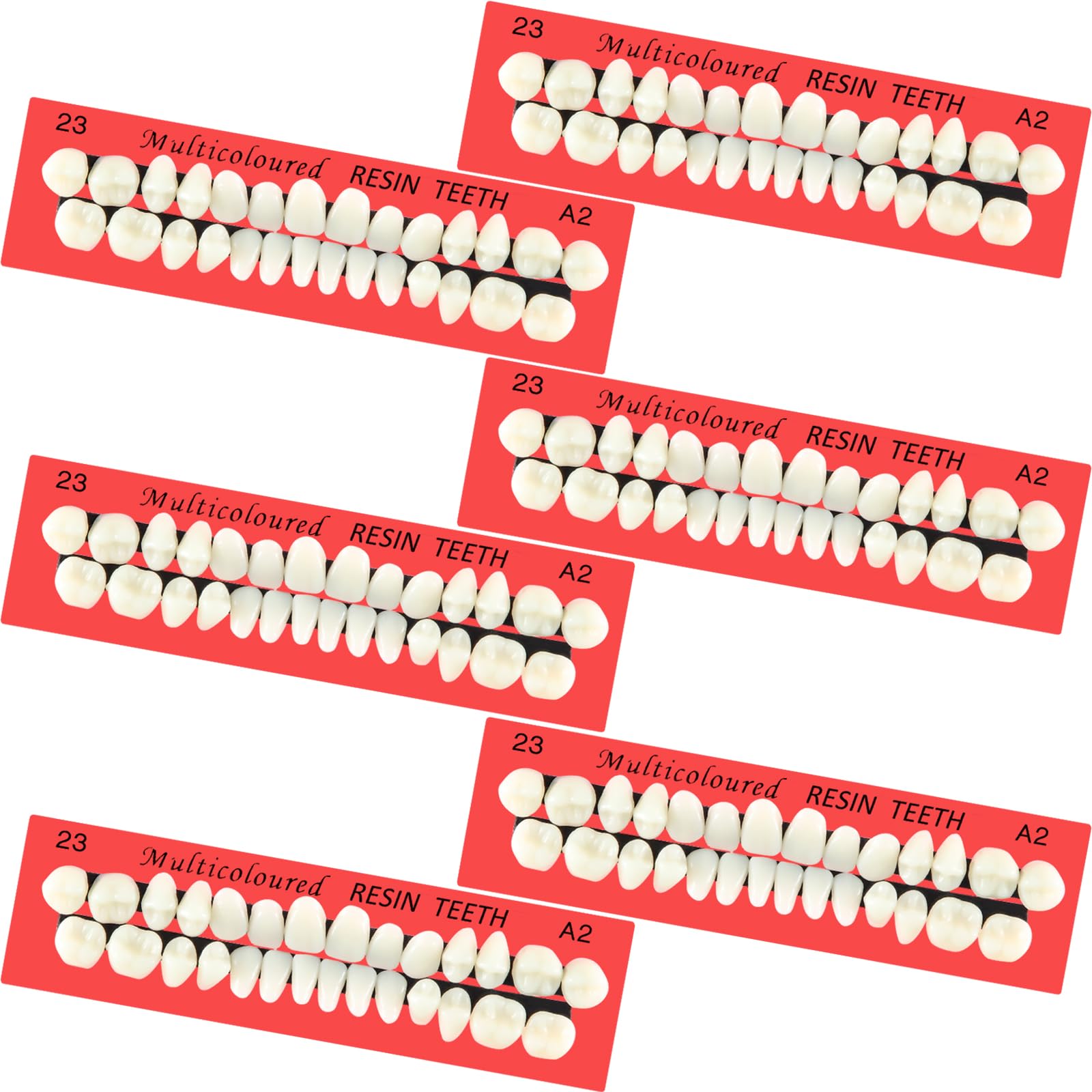 Six sets of acrylic resin fake teeth with 168 total pieces in A2 shade
