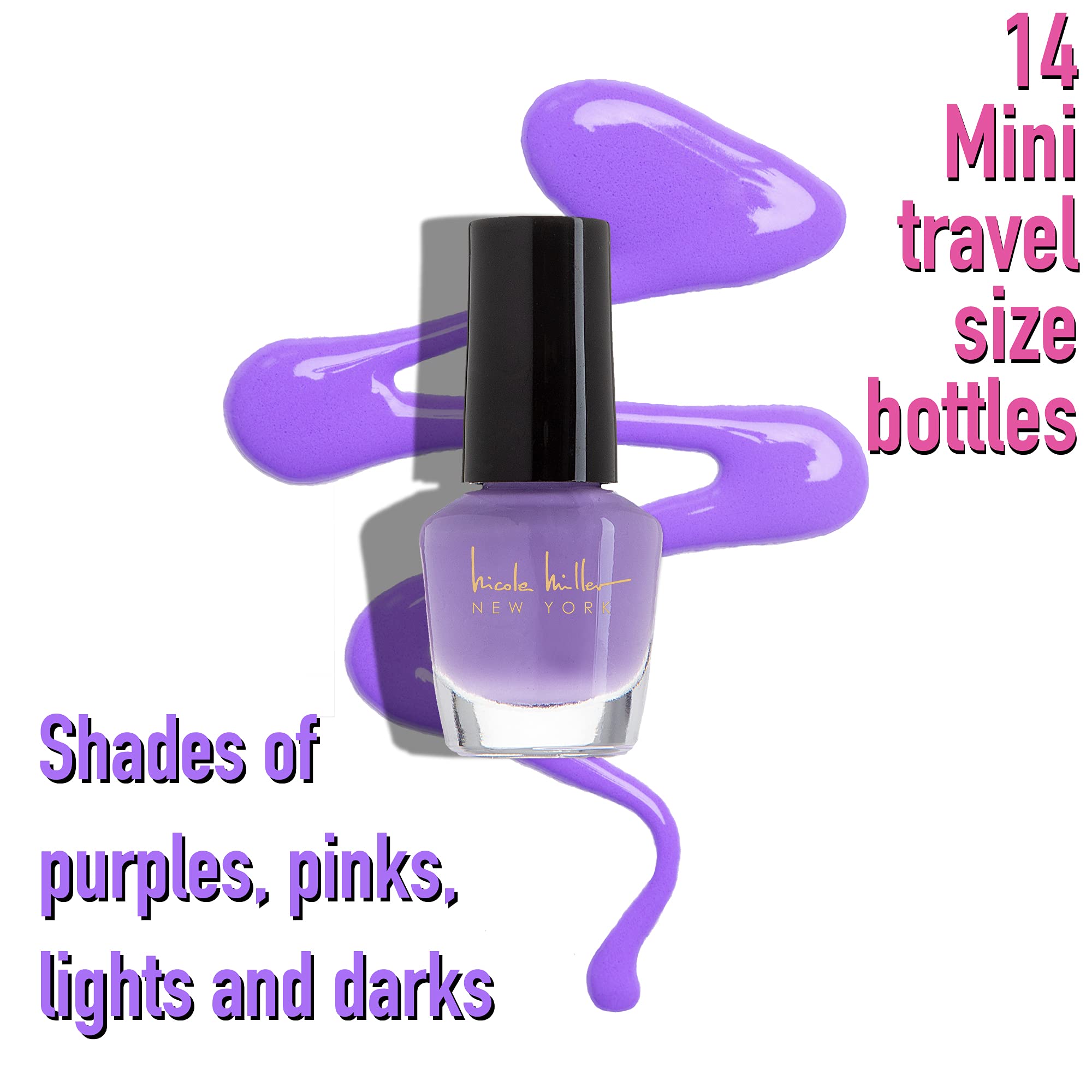 Nicole Miller 4ml mini bottles close-up highlighting compact size.