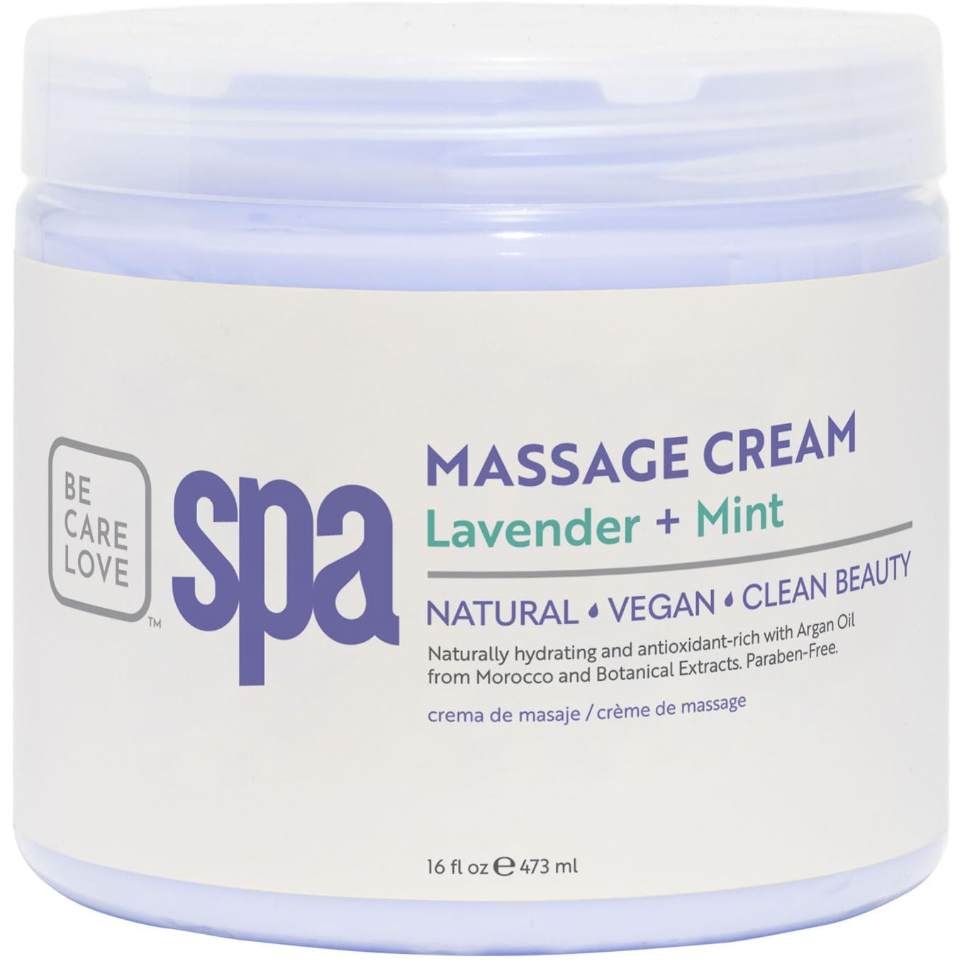 BCL SPA Massage Cream 16 oz bottle with organic lavender and spearmint