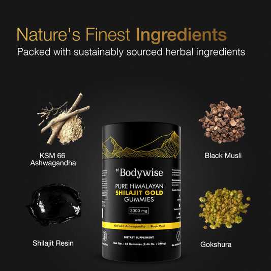Close-up of a Be Bodywise Shilajit Gummies Gold gummy