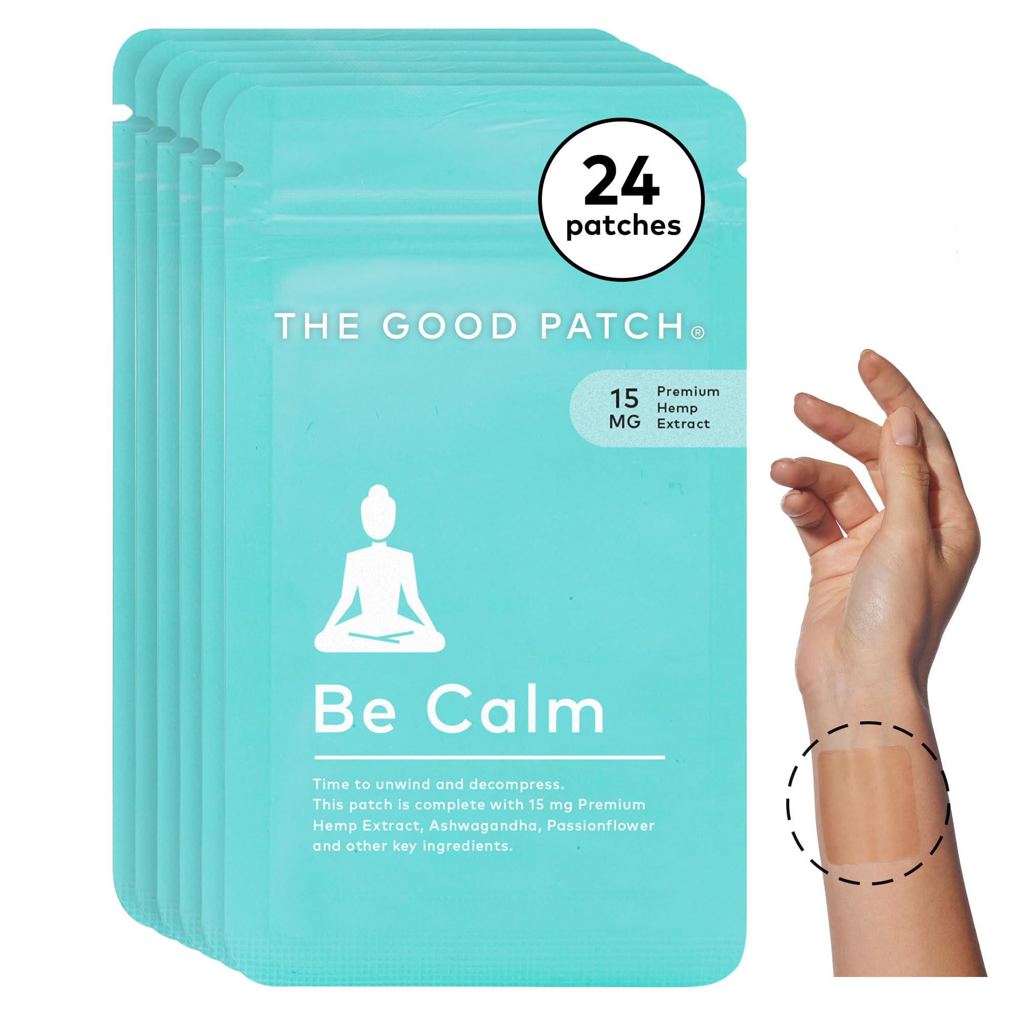 Be Calm Patch packaging featuring hemp and plant-based ingredients