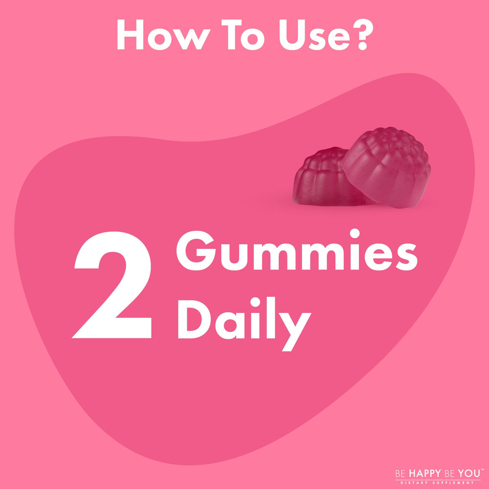 Delicious natural strawberry flavor Be Happy Be You Biotin Gummies