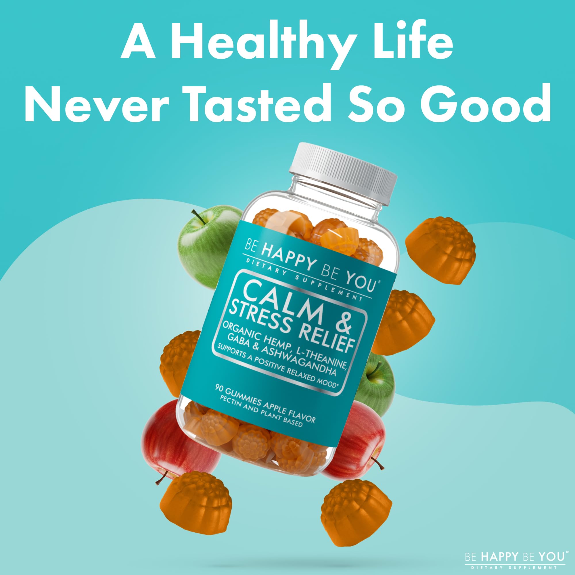 90-count bottle with apples and gummies