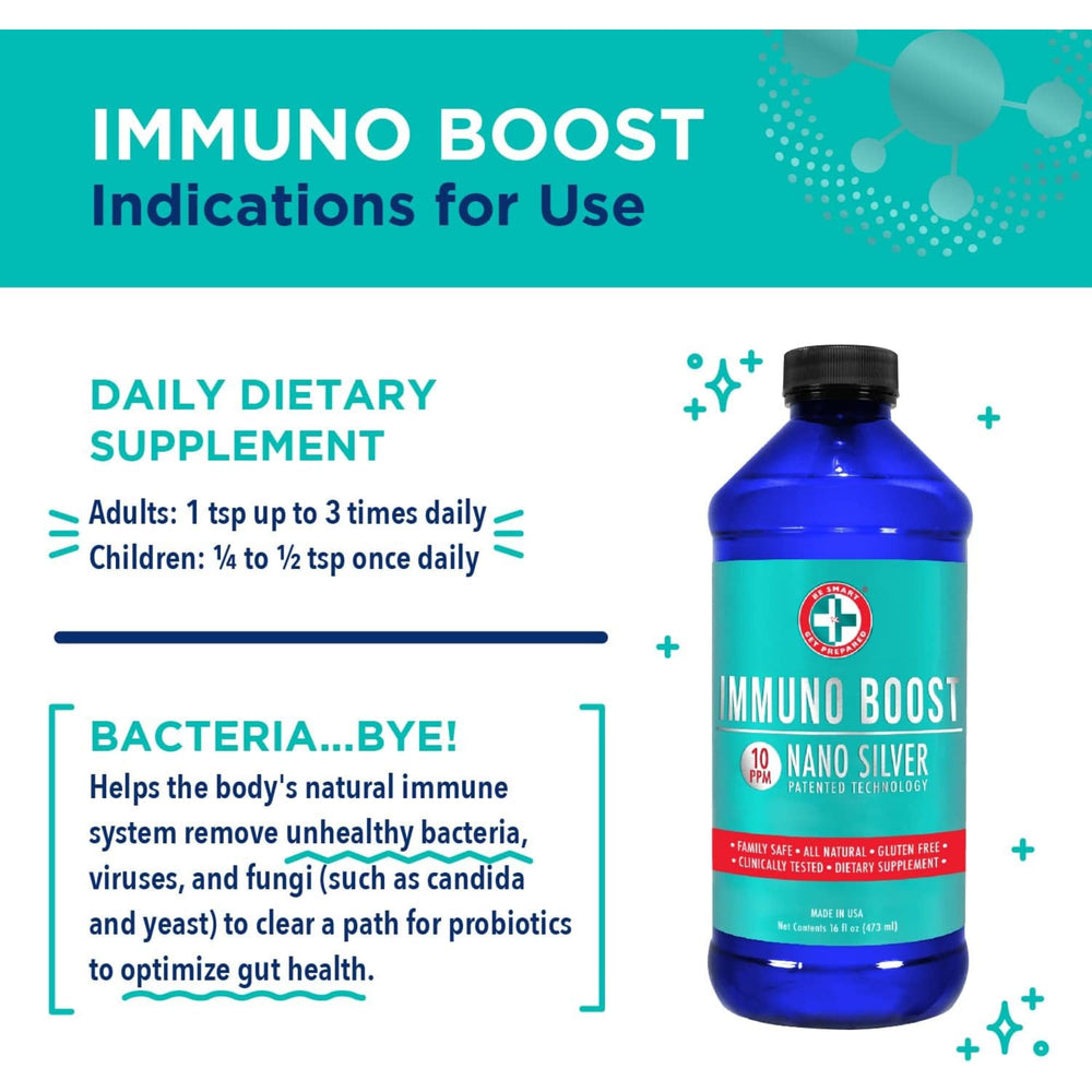 Ingredients section of Nano Silver Immuno Boost label