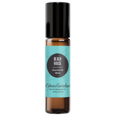 Beach House Roll-On bottle with tropical background