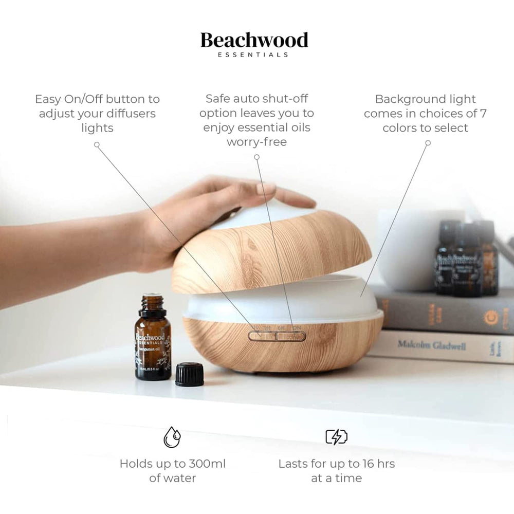 Close-up of Bamboo finish Beachwood Ultrasonic Diffuser