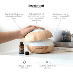 Close-up of Bamboo finish Beachwood Ultrasonic Diffuser