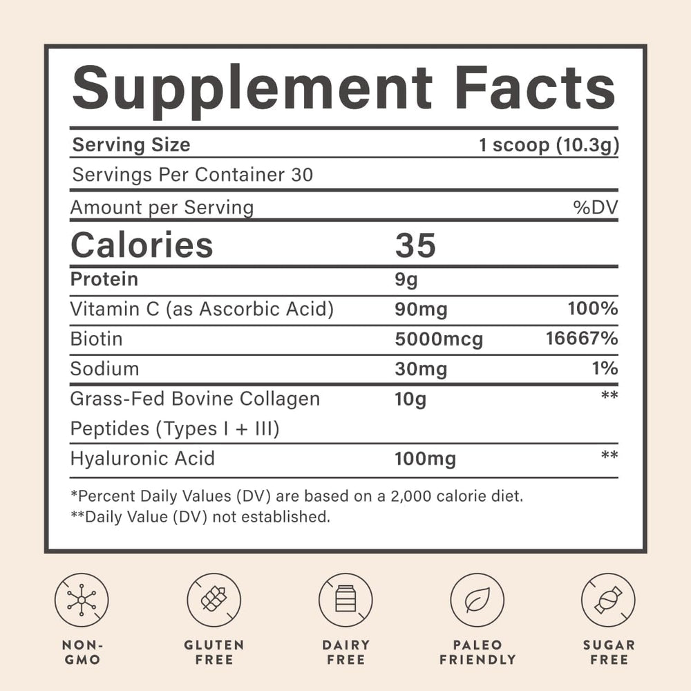 Close-up of grass-fed seal on Beam Collagen packaging.