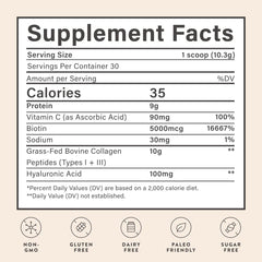 Close-up of grass-fed seal on Beam Collagen packaging.