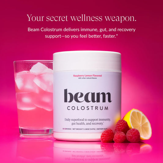 Scoop showing 3g serving of Beam Colostrum Powder