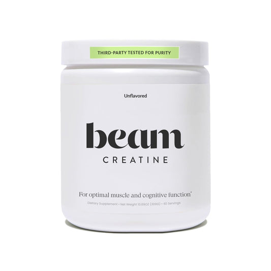 Beam Creatine Powder bottle label – third party tested