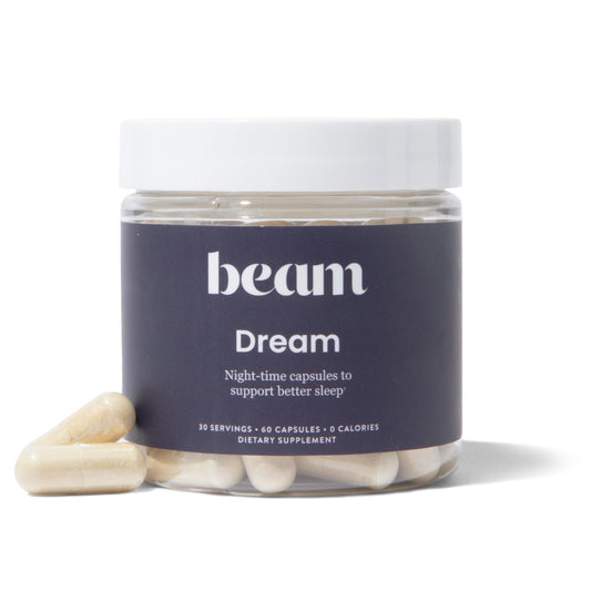 Beam Dream Sleep Capsules bottle on a white background
