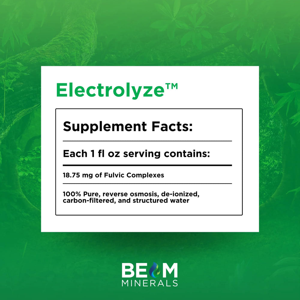BEAM Minerals Electrolyze packaging with 32 fl oz bottle
