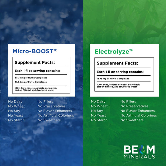 Close-up of BEAM Minerals Electrolyze Advanced Set bottle label