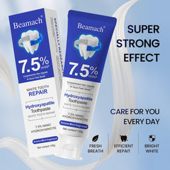 Fluoride-free formula label on Beamach toothpaste