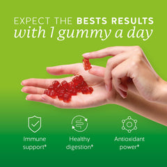 Close-up of ACV gummy with vitamins B6 and B12