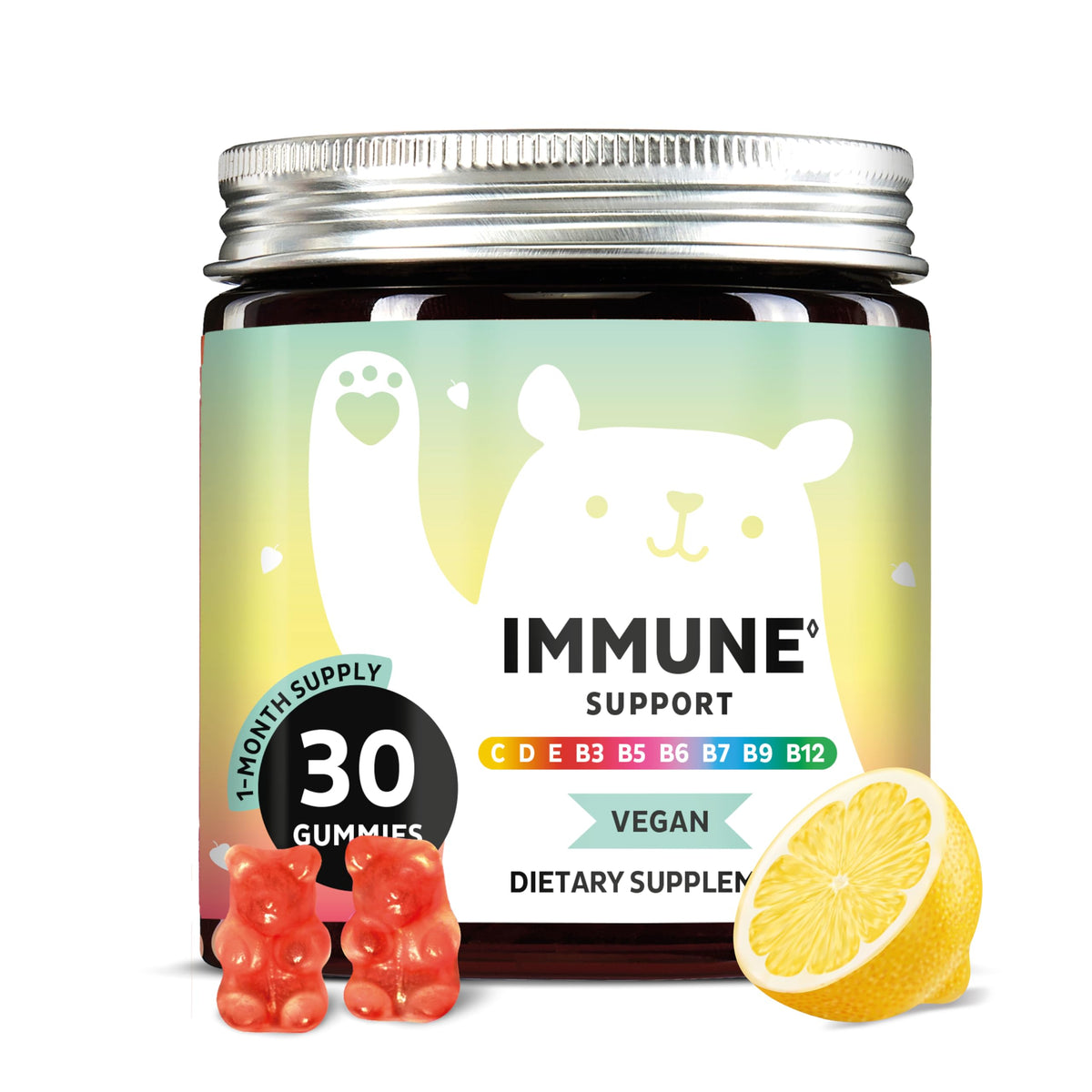 Front view of Bears with Benefits Immune Support Gummies bottle