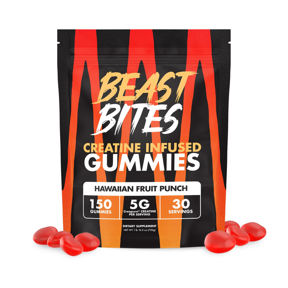 BEAST BITES Creatine Gummies bottle label close-up