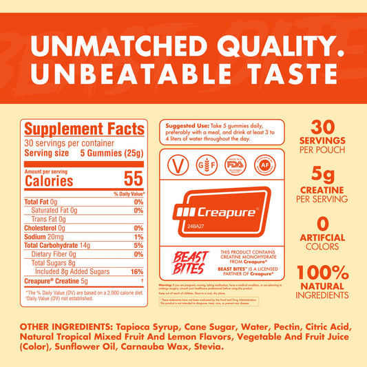 Gummies showing Creapure Creatine Monohydrate portion