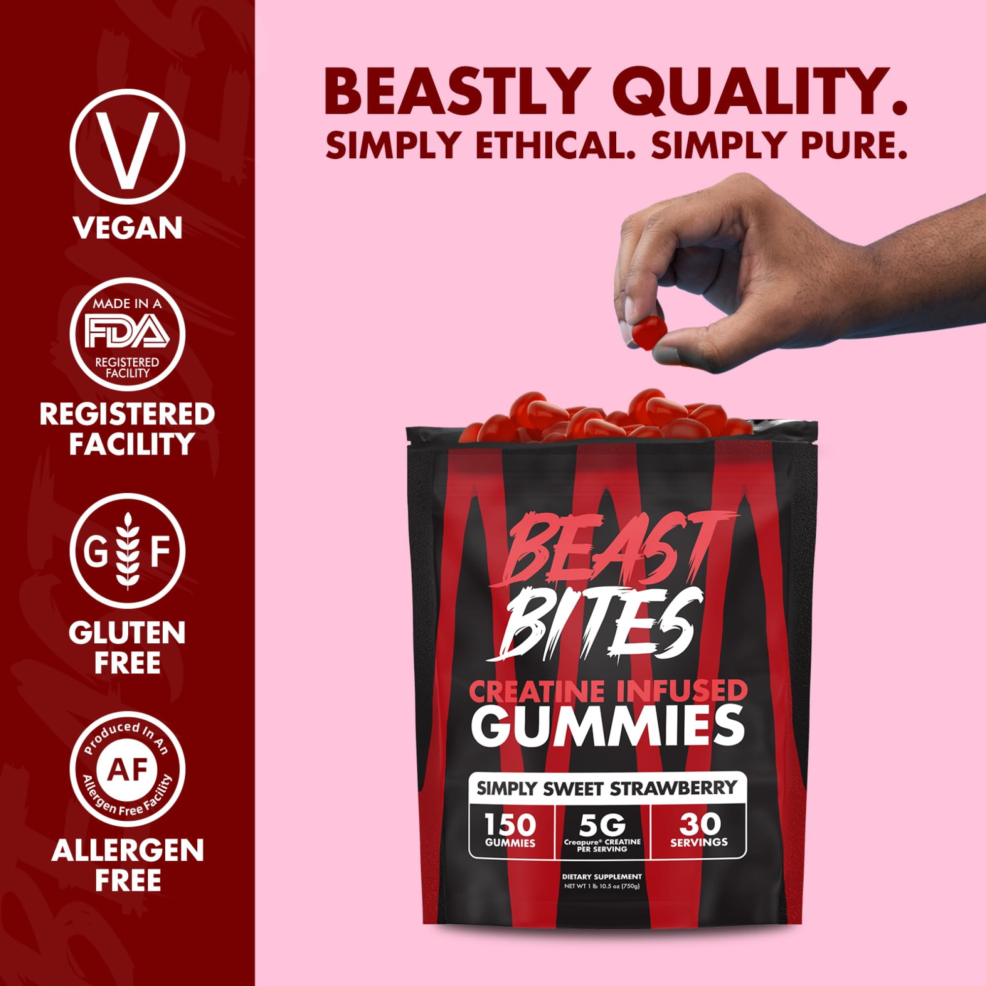 Manufactured in the USA BEAST BITES Creatine Gummies