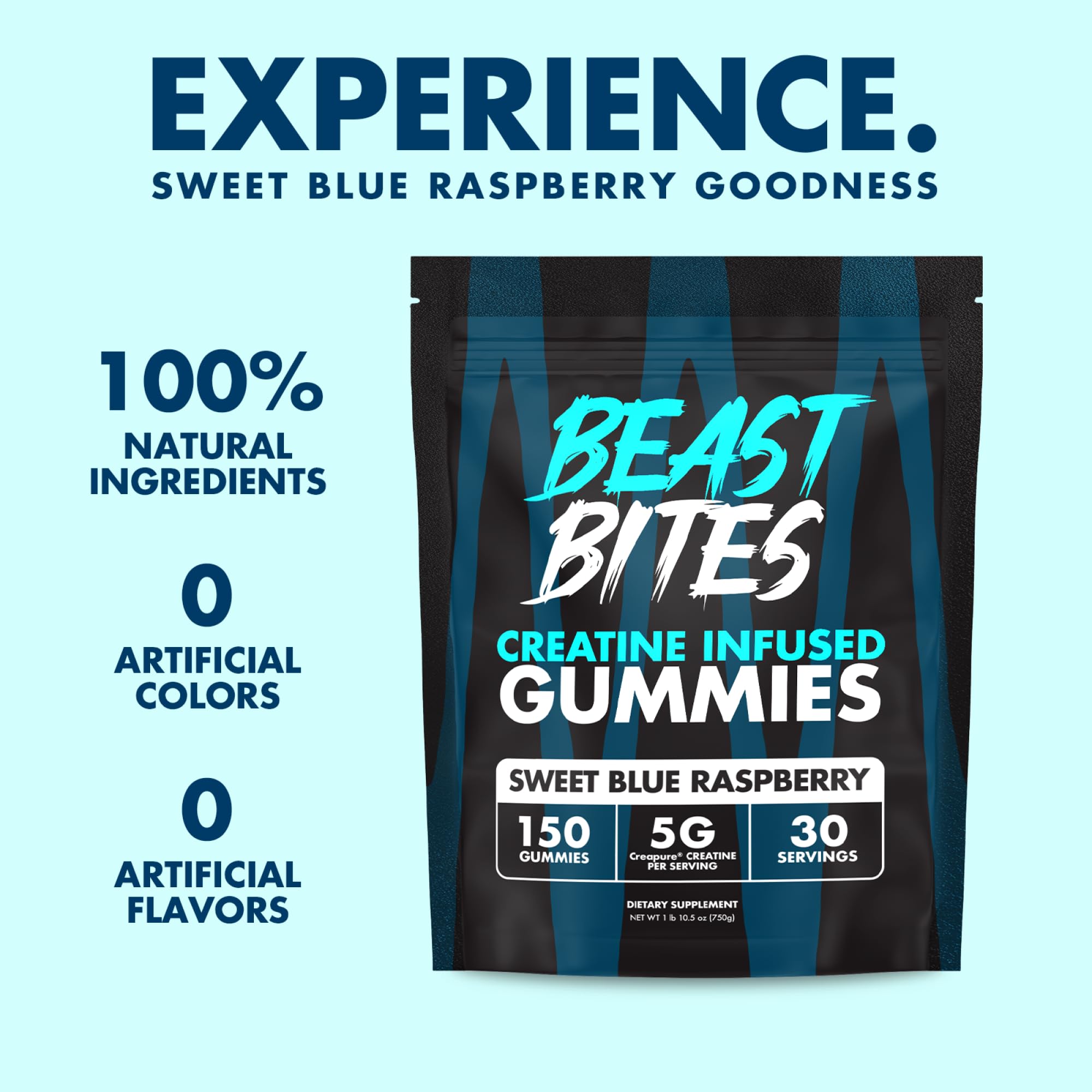 BEAST BITES Creatine Gummies served in hand, ready for a workout